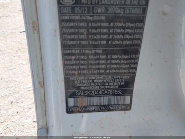 2013 LAND ROVER RANGE ROVER SPORT SALSK2D44DA761862 Photo 8