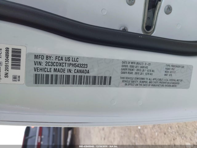 Продажа на аукционе авто 2023 Dodge Charger R/t, vin: 2C3CDXCT1PH543223, номер лота: 43945048