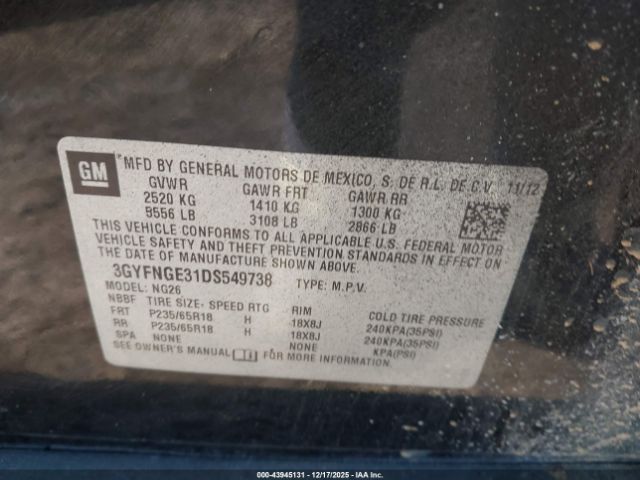 2013 CADILLAC SRX 3GYFNGE31DS549738 Photo 8