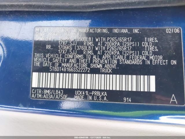 2006 TOYOTA TUNDRA 5TBDT48166S522272 Photo 8
