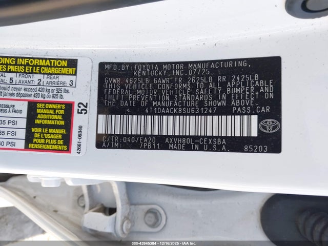 Toyota CAMRY SE 2025 4T1DAACK8SU631247 Image 9