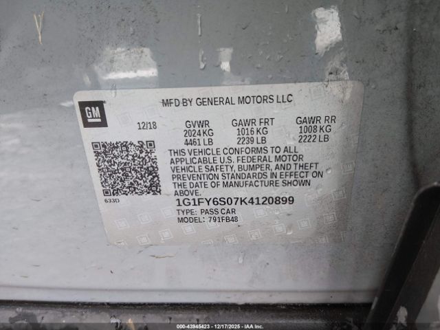 2019 CHEVROLET BOLT EV 1G1FY6S07K4120899 Photo 8