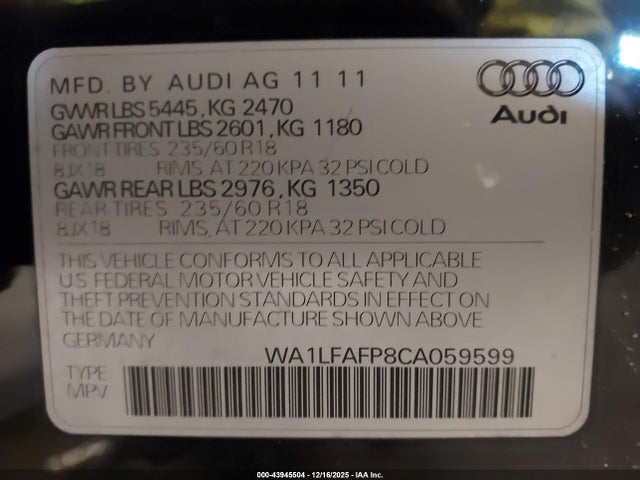 2012 AUDI Q5 WA1LFAFP8CA059599 Photo 8