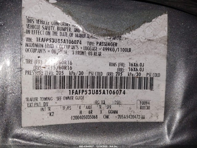 2007 FORD TAURUS 1FAFP53U37A101142 Photo 8