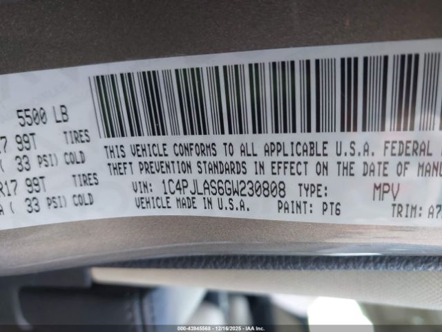 2016 JEEP CHEROKEE 1C4PJLAS6GW230808 Photo 8