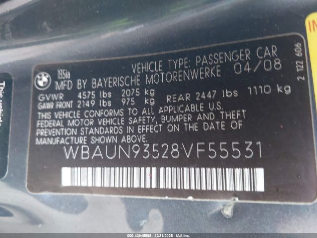 2008 BMW 135I WBAUN93528VF55531 Photo 8