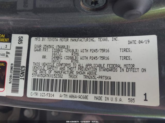 2019 TOYOTA TACOMA 5TFAX5GN7KX152382 Photo 8