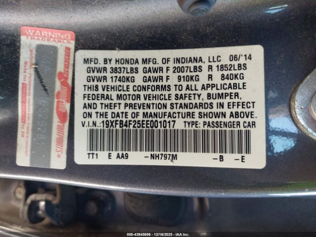 2014 HONDA CIVIC HYBRID 19XFB4F25EE001017 Photo 8