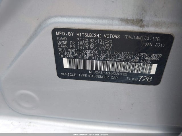 2017 MITSUBISHI MIRAGE ML32A3HJ2HH020125 Photo 8