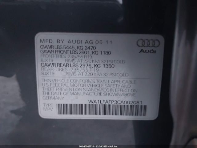 2012 AUDI Q5 WA1LFAFP3CA002081 Photo 8