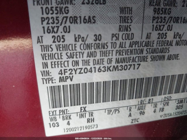 2003 MAZDA TRIBUTE 4F2YZ04163KM30717 Photo 8