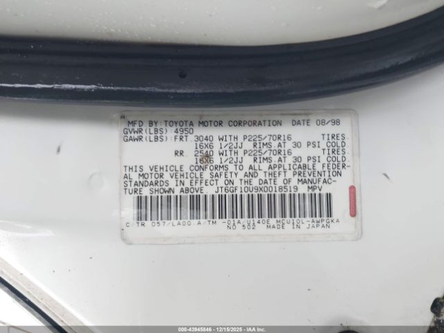 1999 LEXUS RX 300 JT6GF10U9X0018519 Photo 8