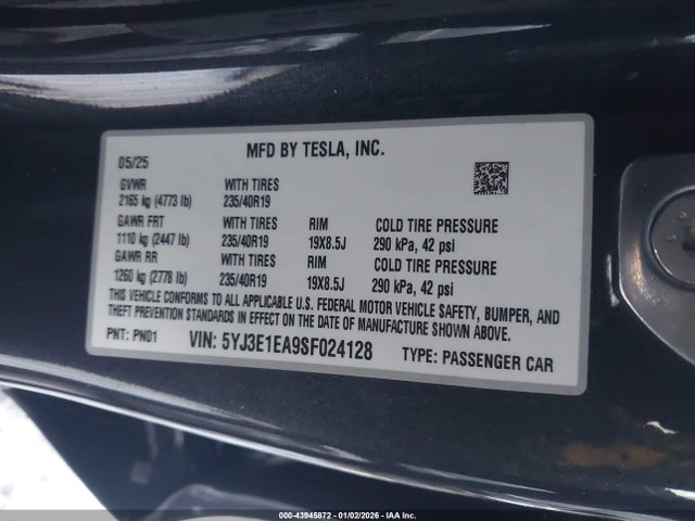 2025 TESLA MODEL 3 5YJ3E1EA9SF024128 Photo 8