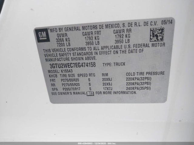 2014 GMC SIERRA 1500 3GTU2WEC7EG474158 Photo 8