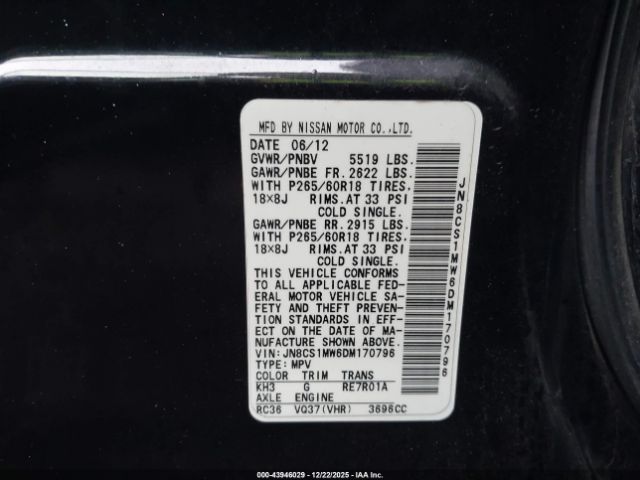 2013 INFINITI FX37 JN8CS1MW6DM170796 Photo 8