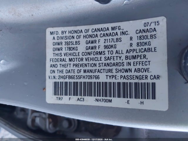 Honda CIVIC SI 2015 2HGFB6E55FH709766 Image 9