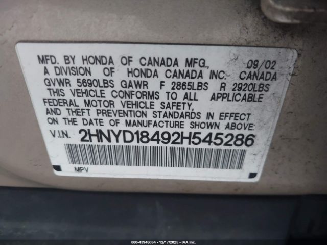 2002 ACURA MDX 2HNYD18492H545286 Photo 8