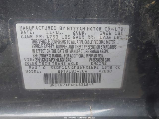 2017 NISSAN VERSA 3N1CN7APXHL831249 Photo 8