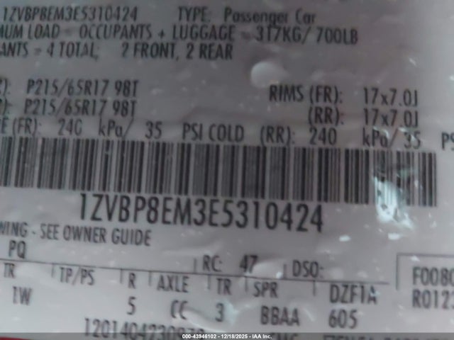 1ZVBP8EM3E5310424 Ford Mustang V6