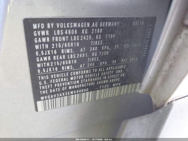 2014 VOLKSWAGEN TIGUAN WVGAV3AX3EW594800 Photo 8