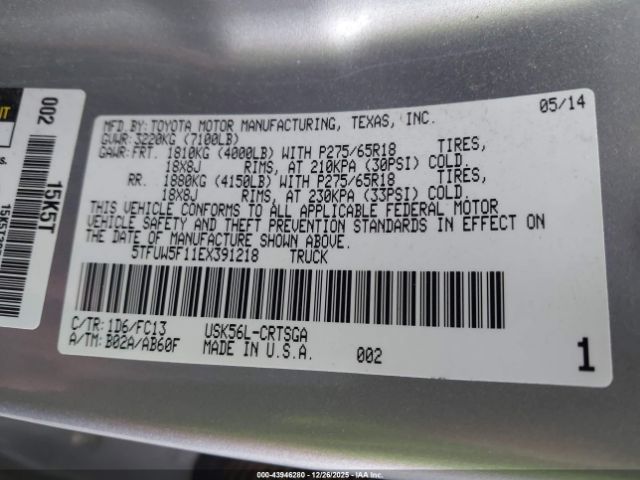 2014 TOYOTA TUNDRA 5TFUW5F11EX391218 Photo 8