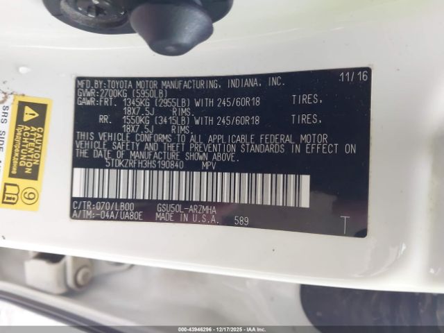 2017 TOYOTA HIGHLANDER 5TDKZRFH3HS190840 Photo 8