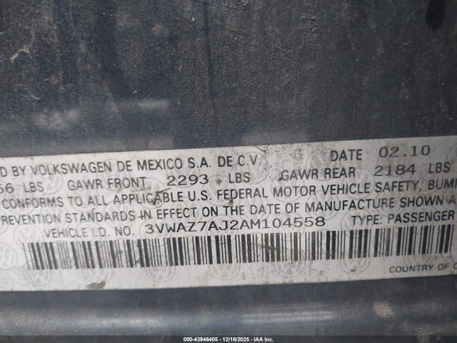2010 VOLKSWAGEN JETTA 3VWAZ7AJ2AM104558 Photo 8