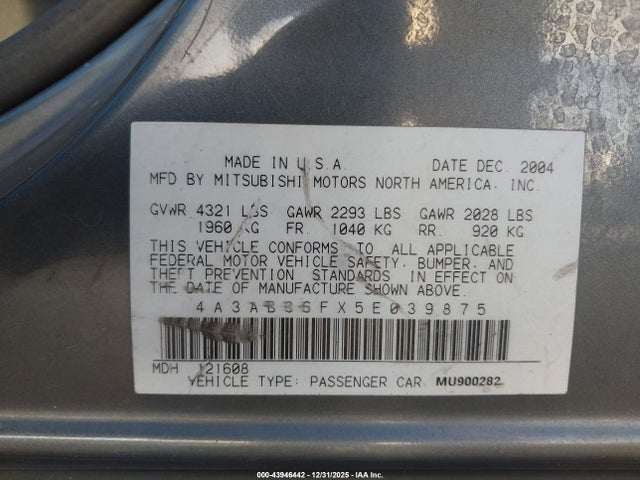 2005 MITSUBISHI GALANT 4A3AB36FX5E039875 Photo 8