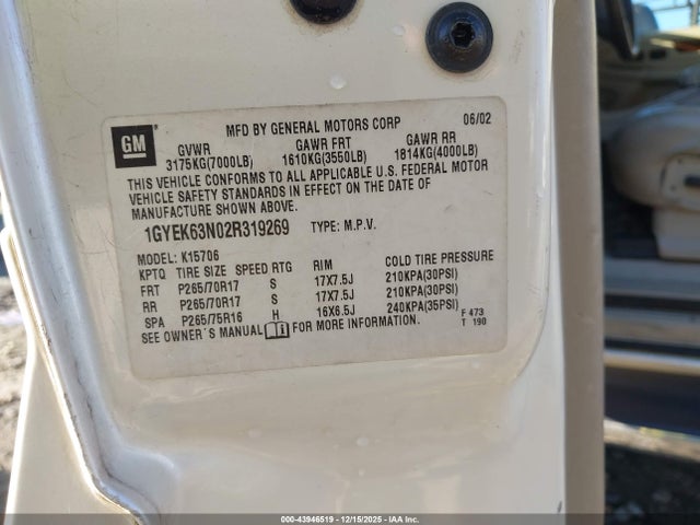 2002 CADILLAC ESCALADE 1GYEK63N02R319269 Photo 8