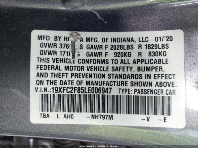 2020 HONDA CIVIC 19XFC2F85LE006947 Photo 8
