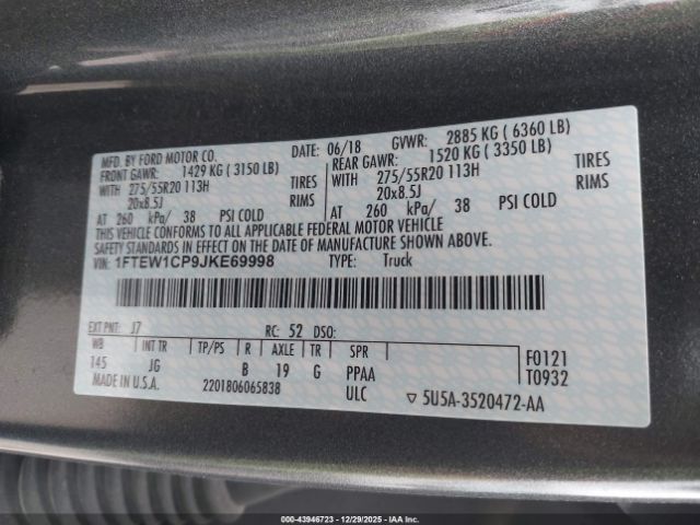 2018 FORD F-150 1FTEW1CP9JKE69998 Photo 8