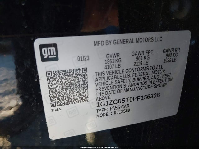 1G1ZG5ST0PF156336 Chevrolet Malibu Fwd Rs