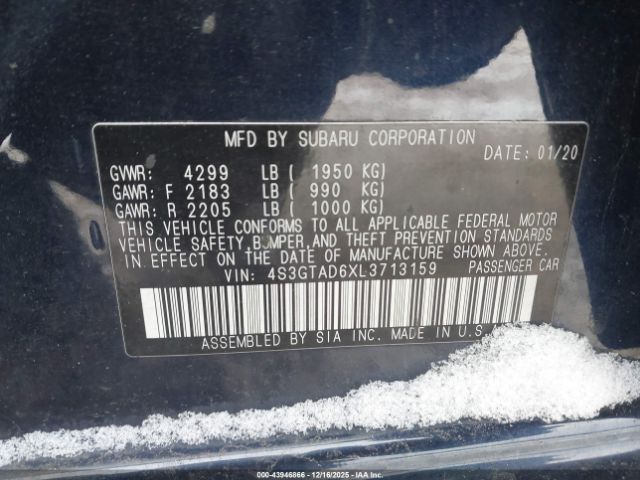 2020 SUBARU IMPREZA 4S3GTAD6XL3713159 Photo 8