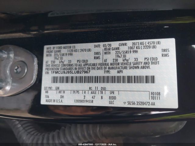 2020 FORD ESCAPE 1FMCU9J95LUB27967 Photo 8