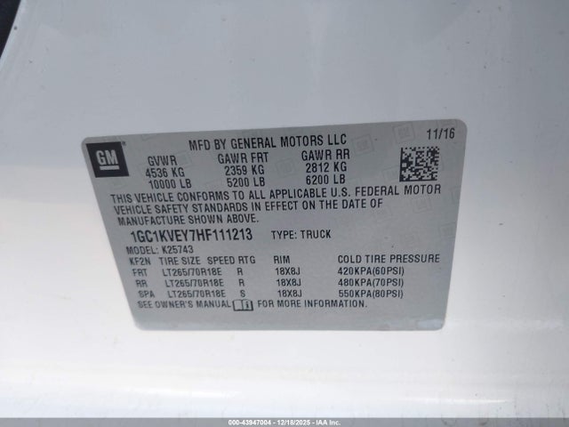 1GC1KVEY7HF111213 Chevrolet Silverado 2500hd Lt