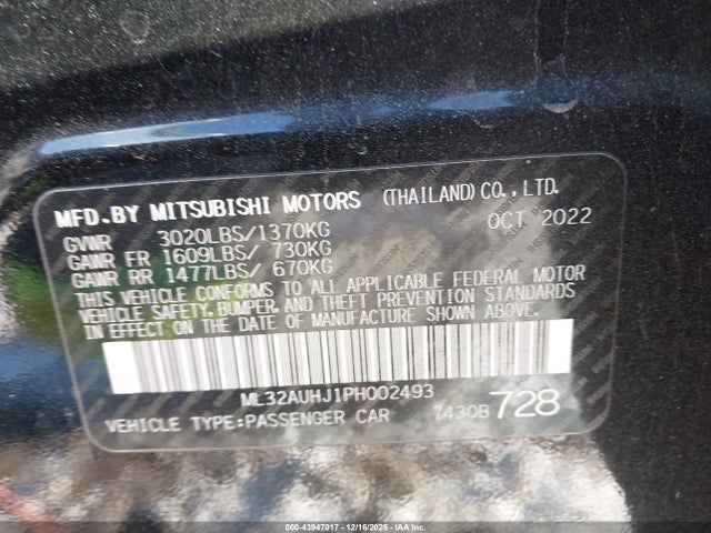 2023 MITSUBISHI MIRAGE ML32AUHJ1PH002493 Photo 8