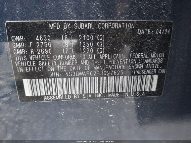 2024 SUBARU LEGACY 4S3BWAF62R3027625 Photo 8
