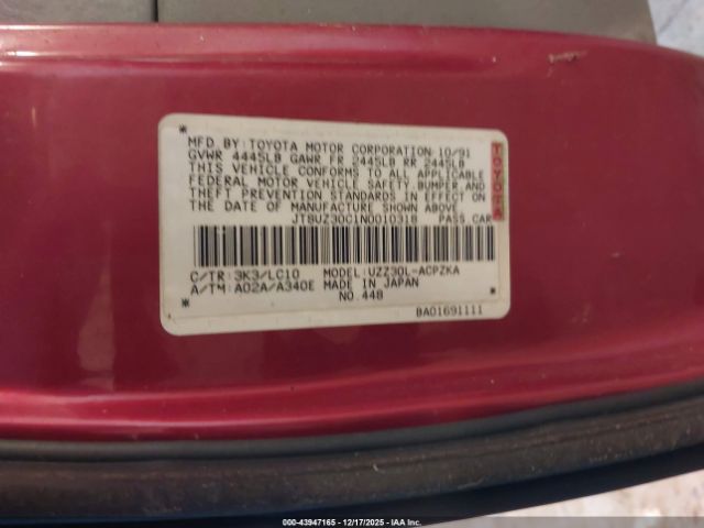 1992 LEXUS SC JT8UZ30C1N0010318 Photo 8