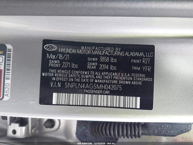 Hyundai ELANTRA SEL 2021 5NPLN4AG5MH042075 Image 9