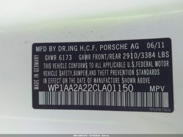 2012 PORSCHE CAYENNE WP1AA2A22CLA01150 Photo 8