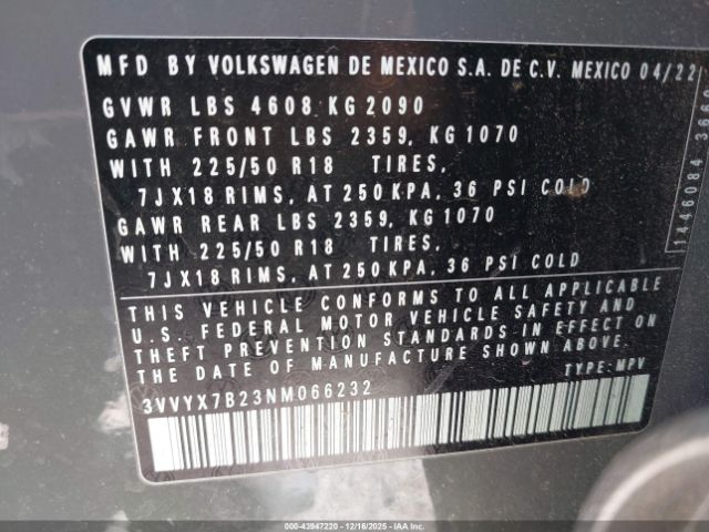 2022 VOLKSWAGEN TAOS 3VVYX7B23NM066232 Photo 8