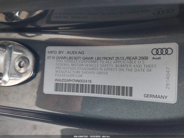 2017 AUDI A5 WAUD2AFH7HN002418 Photo 8