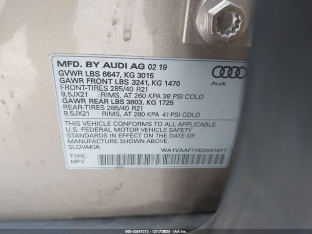 2019 AUDI Q7 WA1VAAF77KD031877 Photo 8