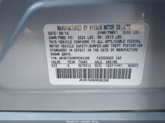 2015 INFINITI Q50 JN1BV7AR8FM390298 Photo 8