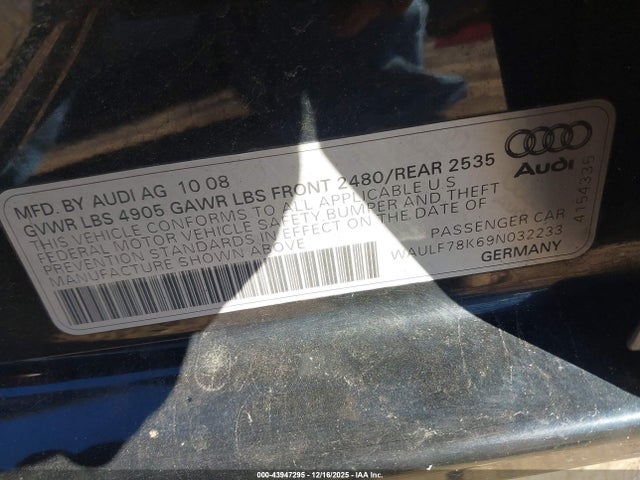 2009 AUDI A4 WAULF78K69N032233 Photo 8