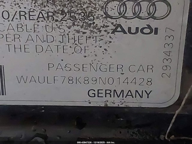 2009 AUDI A4 WAULF78K89N014428 Photo 8