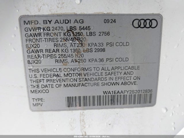 2025 AUDI Q5 WA1EAAFY2S2012836 Photo 8