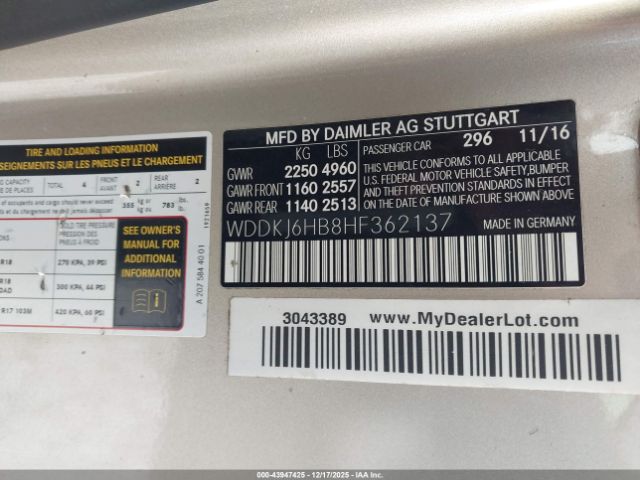 2017 MERCEDES-BENZ E 400 WDDKJ6HB8HF362137 Photo 8