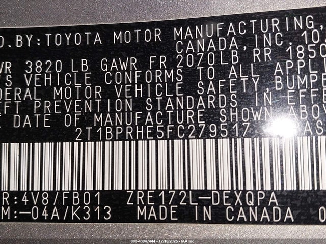 Toyota Corolla Le Eco 2015 2T1BPRHE5FC279517 Image 9