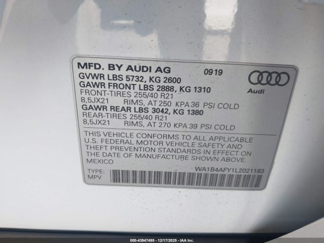 2020 AUDI SQ5 WA1B4AFY1L2021183 Photo 8